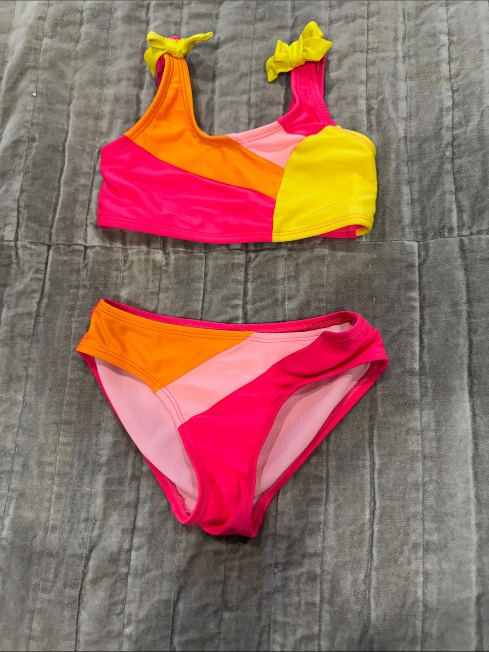 Cat Jack Girls' Bright Colorblock Bikini & Pink Floral One-Piece Swimsuit Size x